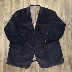 VTG Austin Manor Corduroy Sport Coat Mens 56R Black Blazer Suit Jacket Work